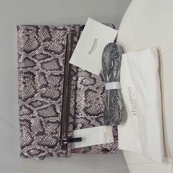 Hammitt VIP Medium Snake Gun Metal New Clutch or Crossbody Purse New Convertible